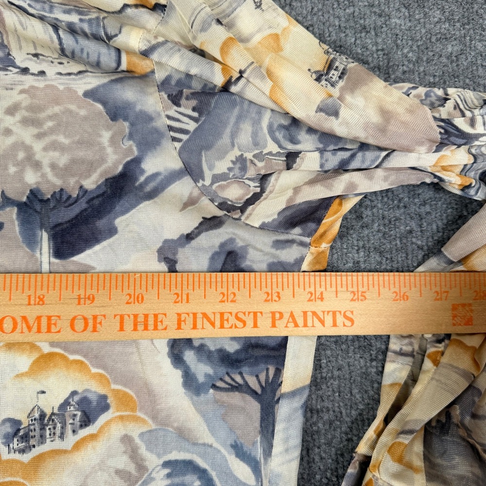 Vintage 70s K-Mart Shirt Mens XL Disco Dagger Collar Landscape Art Silky - Picture 7 of 11